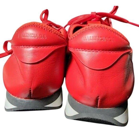 Balenciaga Satin Calfskin Womens Race Runner Sneakers EU 41 Rouge Groseille - Picture 6 of 11